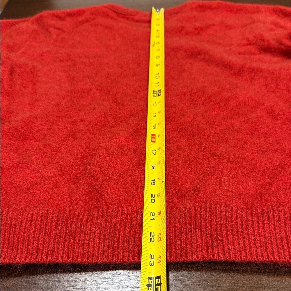 Koru Merino Wool, Possum Fur & Silk Blend Red V-Neck Sweater - Picture 7 of 9
